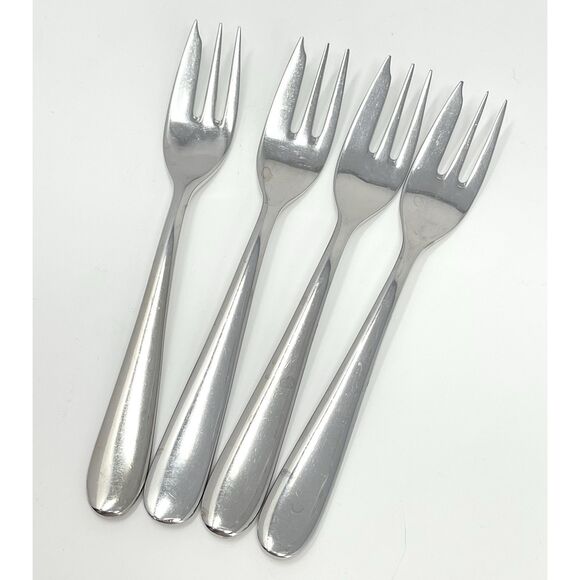 ALESSI NUOVO MILANO Pastry Cake Dessert Forks Stainless Steel 6.5” Set Of 4 - Picture 1 of 5